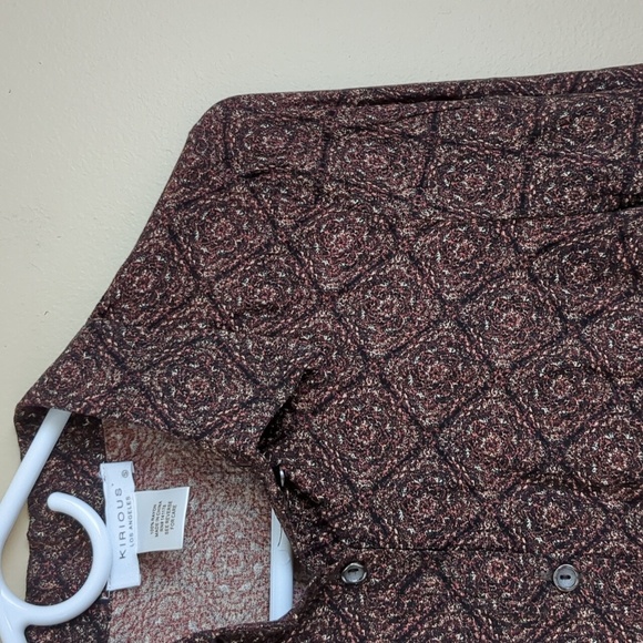 NWT Kirious Small Brown Button Front Shirt Top Long Sleeve Smocking - Picture 6 of 15